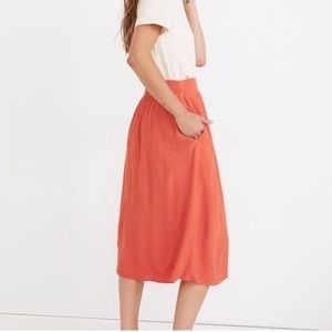 Madewell Button Up Smocked Skirt